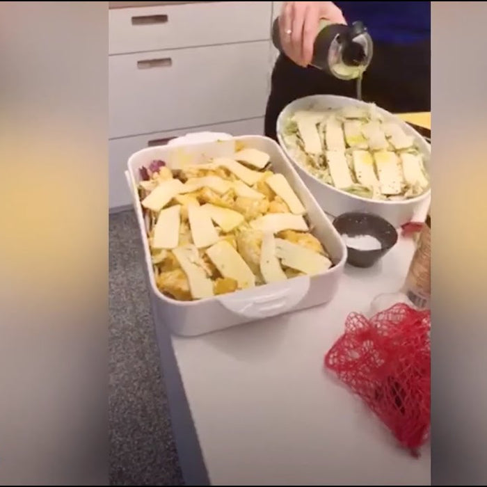 Koken zonder bijkomen: ovenschotel met rijst, bloemkool, spitskool, kip en halloumi